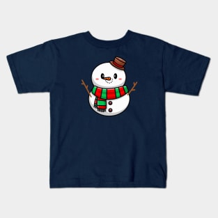 Cute Snowman Cartoon Vector Icon Illustration Kids T-Shirt